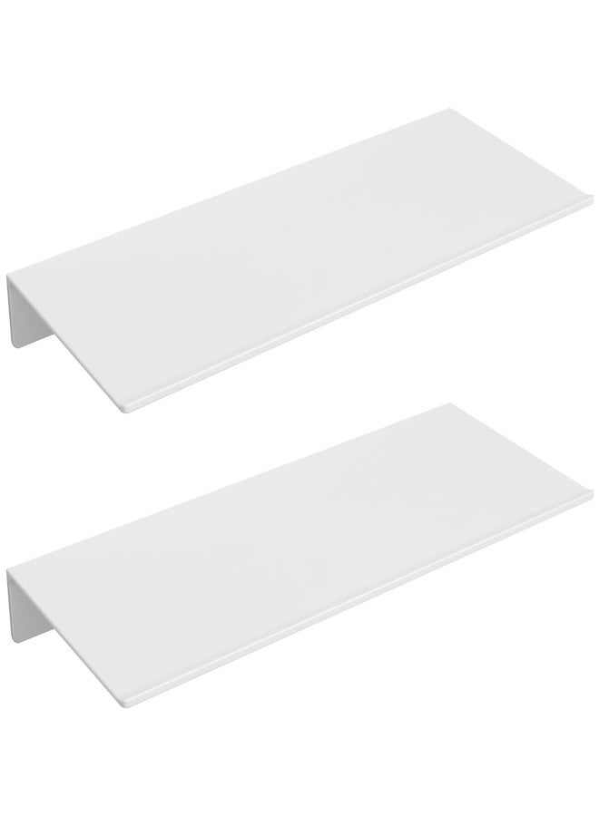 Danpoo White Floating Shelves for Wall Storage, Metal Wall Shelves for Living Room, Bathroom, Kitchen, 12” Small Display Shelves for Collectibles(2 PCS) - Image 1
